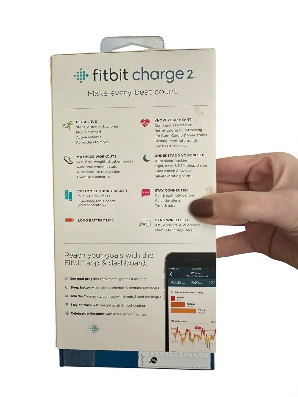 Fitbit Charge 2 Heart Rate Fitness Tracker Black Large L NEW Factory Sealed